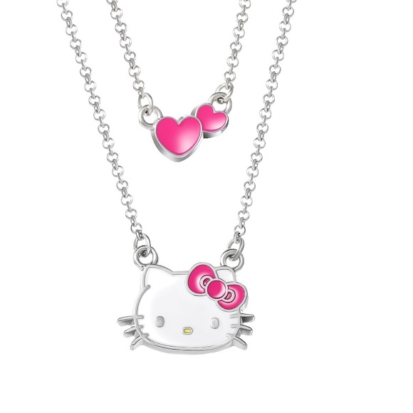 🎀❤️ Hello Kitty Enamel Hearts Double Necklace Set - Picture 2 of 3